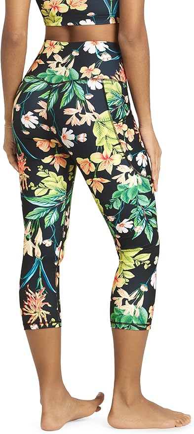 ODODOS Women's High Waisted Yoga Capris with Pockets, Tummy Control Non See Through Workout Athletic Running Capri Leggings