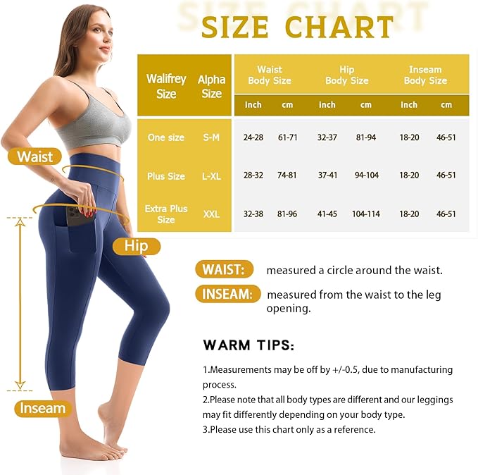 Walifrey Leggings with Pockets for Women, High Waisted Buttery Soft Womens Leggings for Gym Yoga Workout