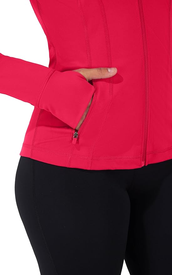 90 Degree By Reflex Full Zip Running Track Jacket Lightweight Athletic Slim Fit Jacket with Thumbholes