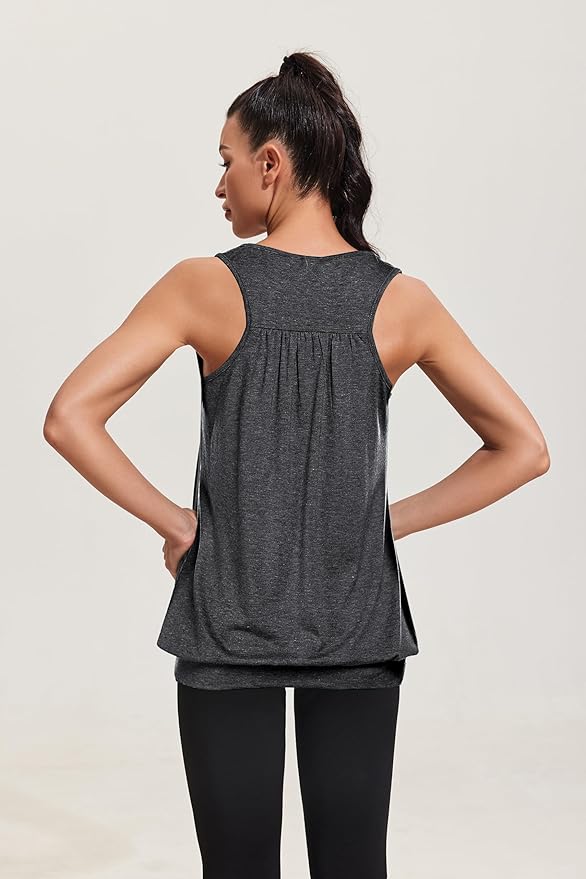 Beyove 3 Pack Banded Bottom Workout Tops for Women Tummy Flattering Yoga Tank Tops Plus Size Racerback Athletic Gym Shirts