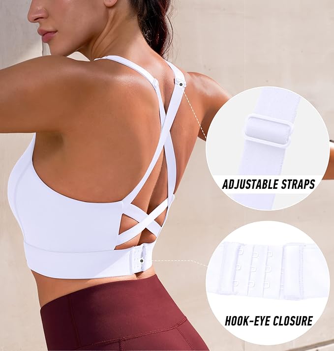 Ewedoos High Support Sports Bras for Women Adjustbale Supportive High Impact Sports Bra Push Up Workout Running Bras