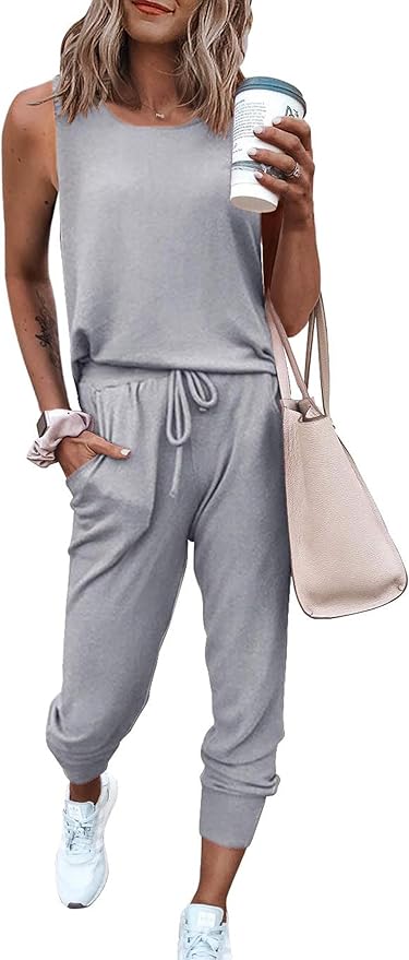PRETTYGARDEN Women's Two Piece Outfit Sets Casual Summer Sleeveless Matching Lounge Wear Spring Travel Clothes Tracksuit
