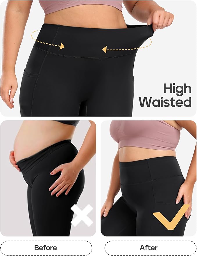 Heathyoga X-6XL Plus Size Leggings for Women with Pockets Tummy Control Plus Size Yoga Pants High Waist Workout Clothes