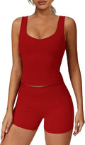 Alaroo Workout Sets for Women 2 Piece U Neck Crop Tank Top High Waisted Shorts Athletic Gym Yoga Outfits Activewear