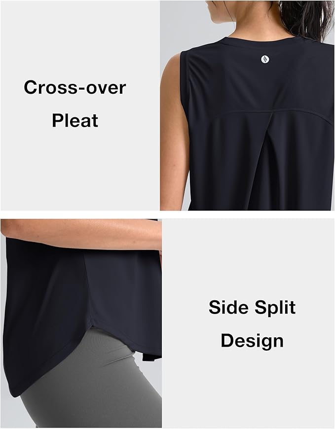 SANTINY Women's Sleeveless Workout Tops Breathable Lightweight Active Tennis Yoga Shirts Athletic Running Tank Tops for Women