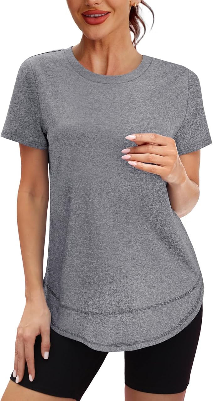 XIEERDUO Womens Workout Tops Short Sleeve Shirts Quick Dry Outfits for Hiking Running S-3XL