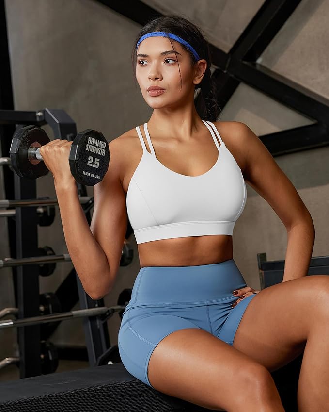 RUNNING GIRL Sports Bras for Women,Strappy Crisscross Back Padded Low Impact Running Sports Bra with Removable Cups