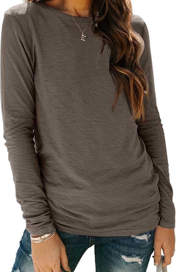 AUTOMET Women‘s Basic Long Sleeve Crewneck, Plus Size Winter & Spring Top, Casual Fall Tee for Teacher & Everyday Outfits