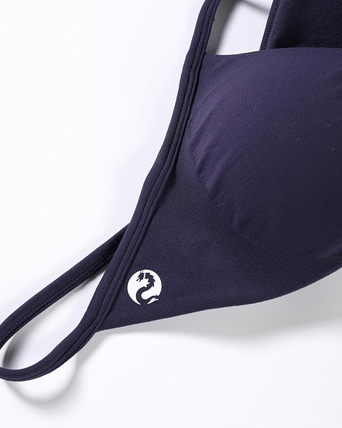 AUROLA Influence Strappy Bra Sports Bras for Women, Backless Padded Impact Strappy Bra Workout Gym Yoga with Removable Cups