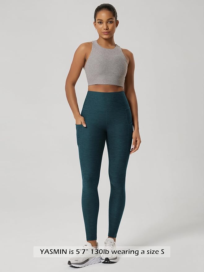 ODODOS Women's High Waisted Yoga Leggings with Pockets, Tummy Control Non See Through Workout Athletic Running Yoga Pants