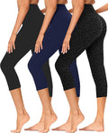 GAYHAY 3 Pack Capri Leggings for Women - Stretch Tummy Control Yoga Pants for Cycling Workout