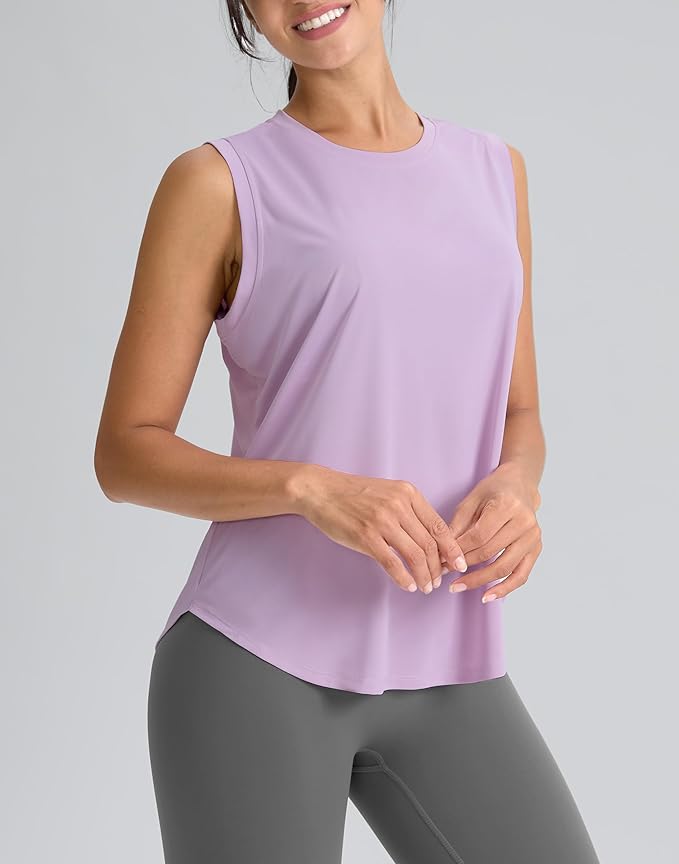 SANTINY Women's Sleeveless Workout Tops Breathable Lightweight Active Tennis Yoga Shirts Athletic Running Tank Tops for Women