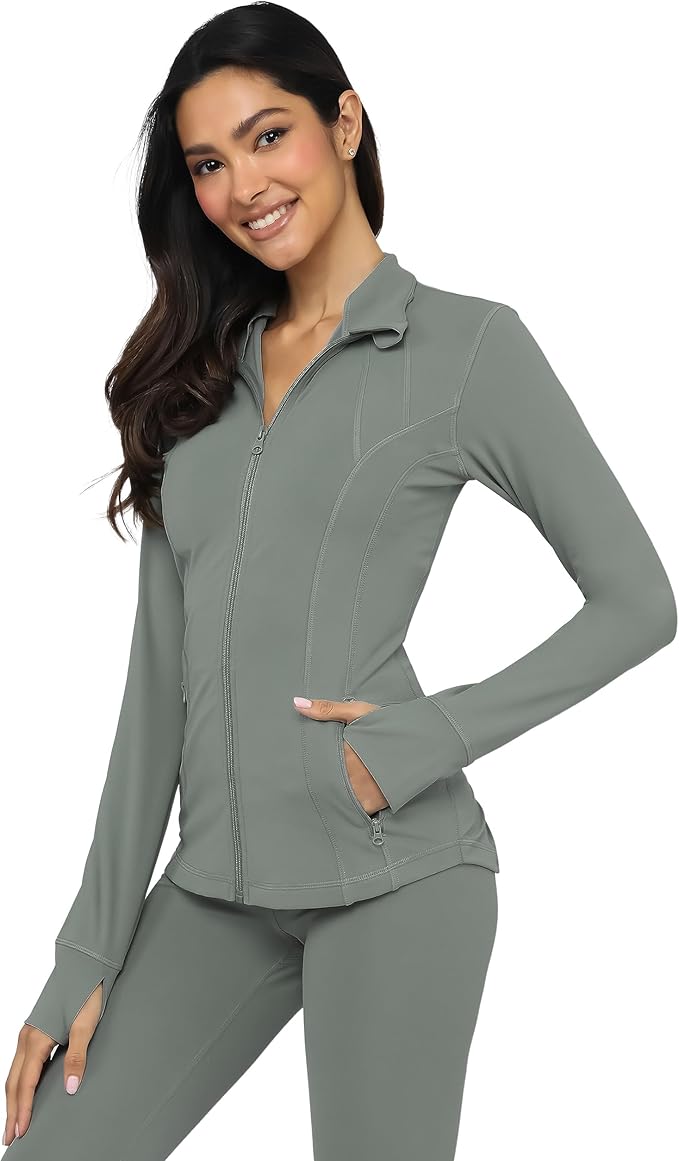 Yogalicious Womens Ultra Soft Lightweight Full Zip Yoga Jacket with Pockets