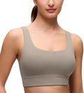CRZ YOGA Butterluxe U Back Longline Sports Bras for Women - Scoop Neck Padded Yoga Workout Crop Top with Built in Pads