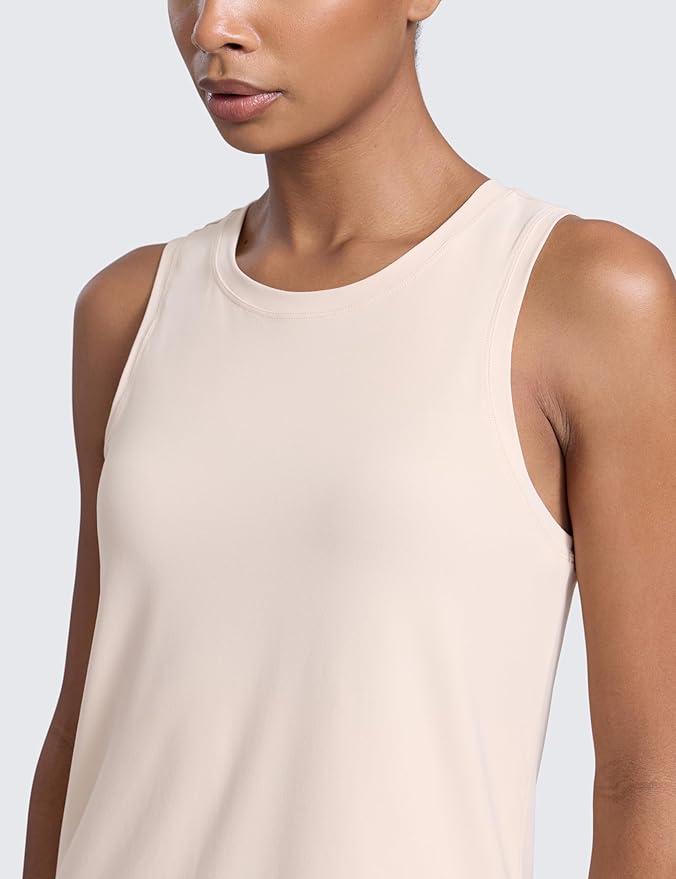 CRZ YOGA Cloudweight Open Back Workout Tops for Women Lightweight High Neck Athletic Gym Tank Soft Running Sleeveless Shirts