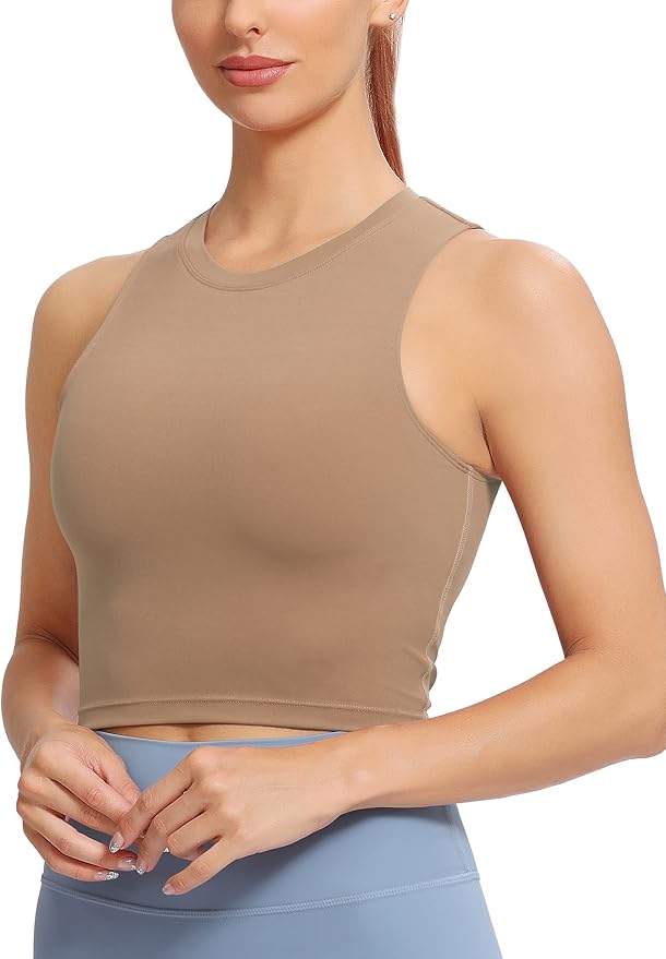 Natural Feelings Nudi Sports Bras for Women Removable Padded Yoga Tank Tops Sleeveless Fitness Workout Crop Tops
