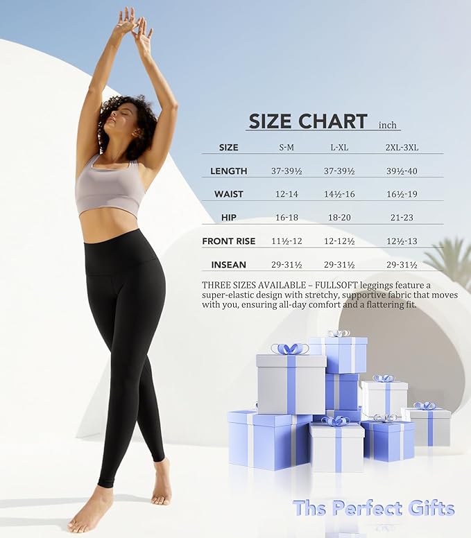 FULLSOFT Buttery Soft Leggings for Women - High Waisted Tummy Control No See Through Workout Yoga Cycling Tights Pants