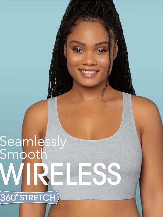 Fruit of the Loom Women's 3-Pack Seamless Full-Coverage Back Smoothing Wireless Bra