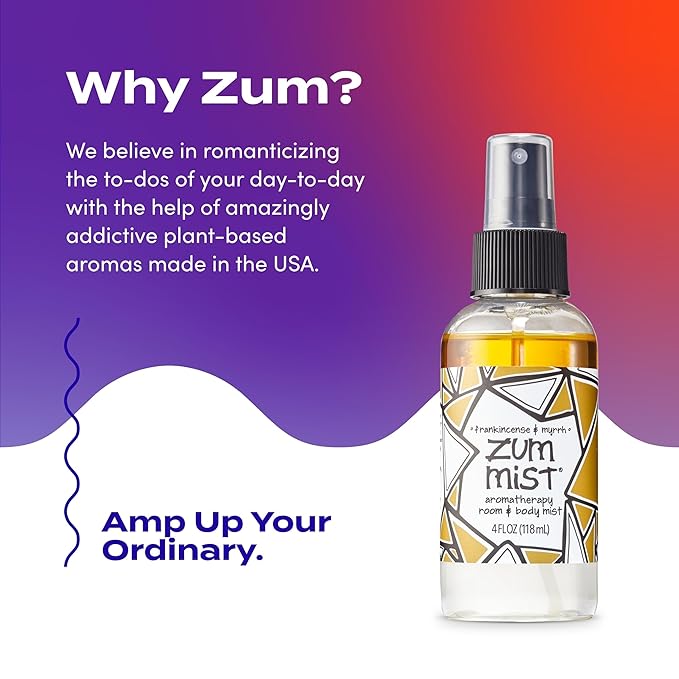Indigo Wild Zum Mist Room & Body Spray - Aromatherapy Essential Oil Spray - Natural Body Mist & Room Spray - Frankincense & Myrrh Scent - 4 fl oz