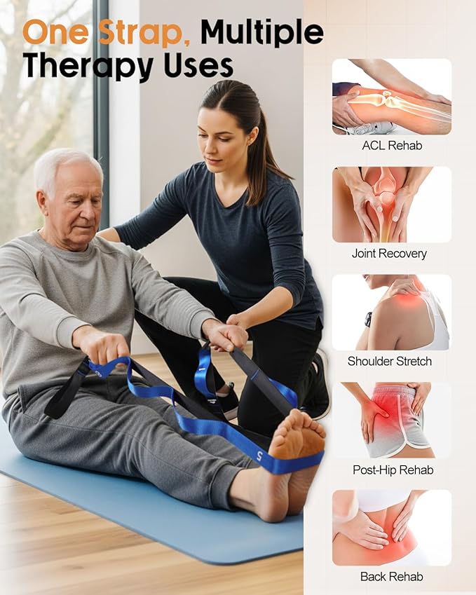 Trideer Stretching Straps with Loops, Non-Elastic Yoga Straps for Stretching, Durable Nylon Exercise Bands with Loops for Physical Therapy Flexibility, Yoga,Hamstring Leg Stretcher with Guidance