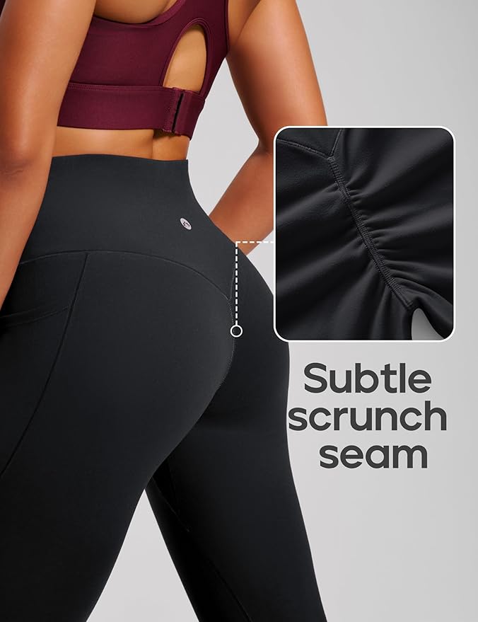 Heathyoga Scrunch Butt Lifting Leggings with Pockets for Women Tummy Control Compression Leggings No Front Seam Yoga Pants