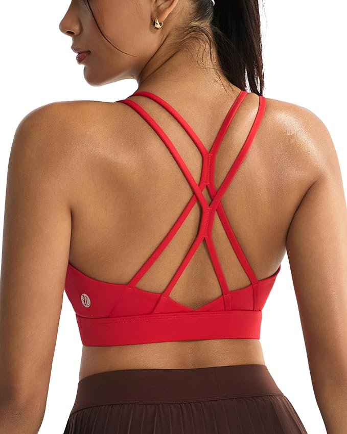 RUNNING GIRL Sports Bras for Women,Strappy Crisscross Back Padded Low Impact Running Sports Bra with Removable Cups