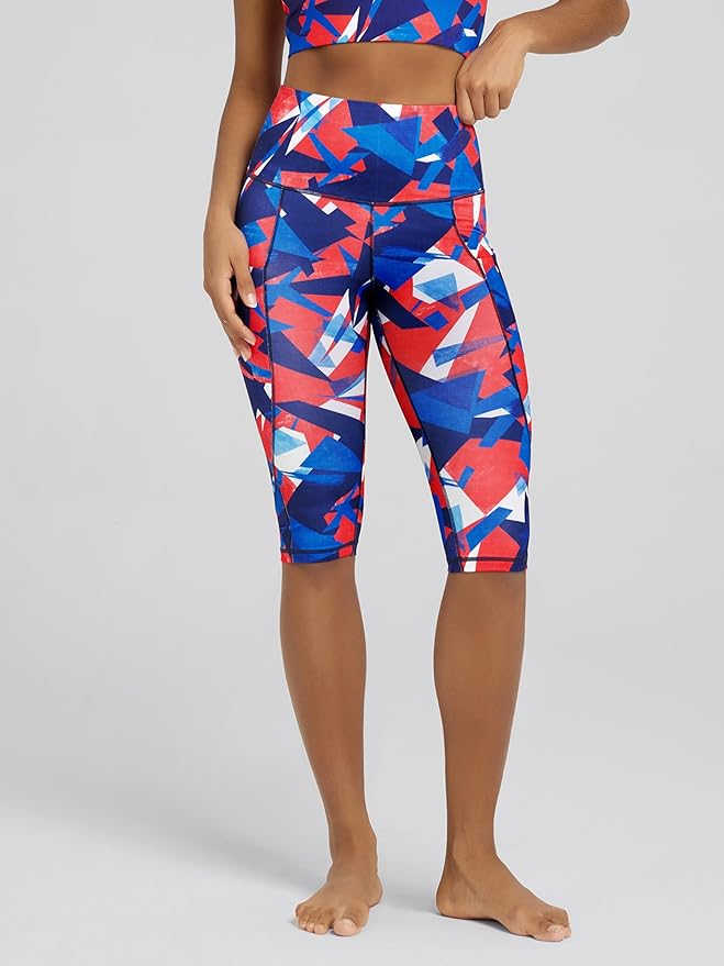 ODODOS Women's High Waisted Yoga Capris with Pockets, Tummy Control Non See Through Workout Athletic Running Capri Leggings