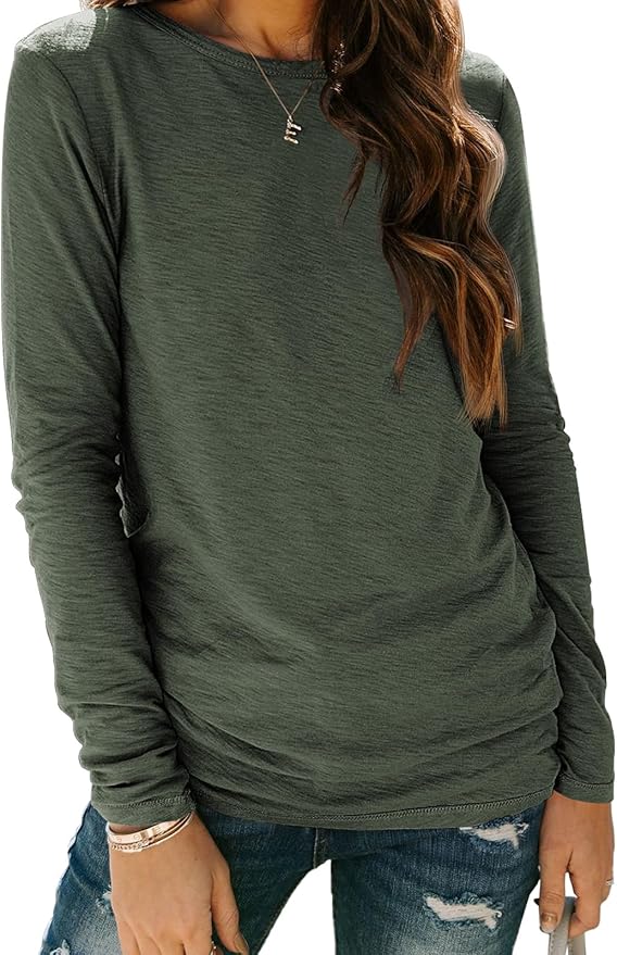 AUTOMET Women‘s Basic Long Sleeve Crewneck, Plus Size Winter & Spring Top, Casual Fall Tee for Teacher & Everyday Outfits