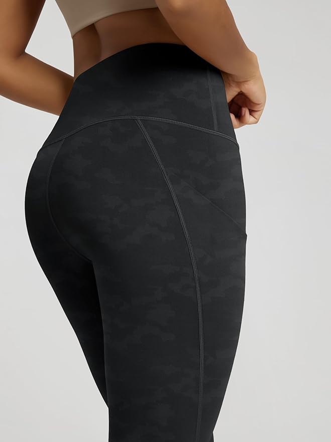 ODODOS Women's High Waisted Yoga Capris with Pockets, Tummy Control Non See Through Workout Athletic Running Capri Leggings
