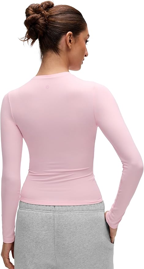 CRZ YOGA Softembrace Crewneck Long Sleeve Shirts for Women - Casual Going Out Tops Soft Basic Fitted Tight Fall T-Shirts
