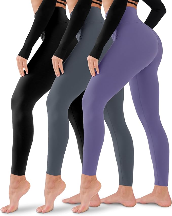 3 Pack Leggings for Women-No See-Through High Waisted Tummy Control Yoga Pants Workout Running Legging