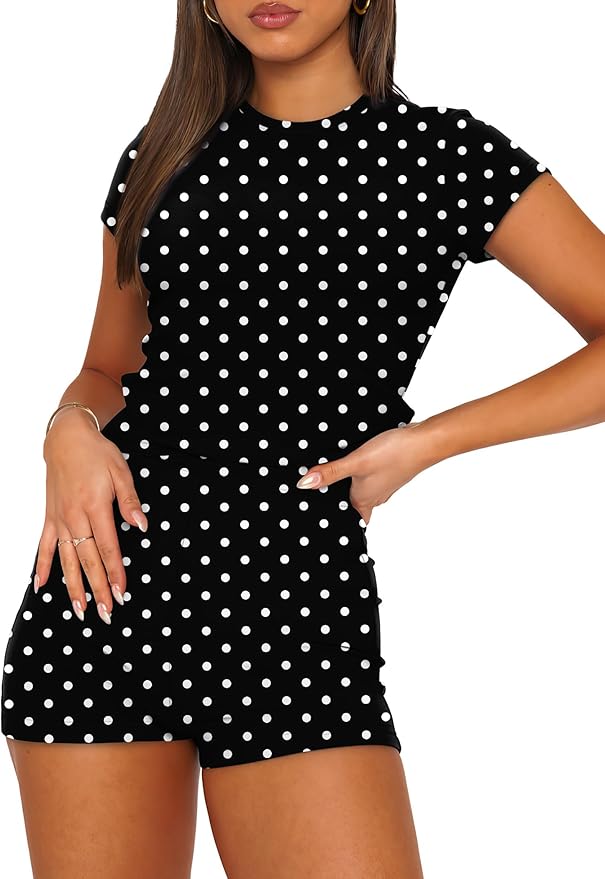 SAMPEEL Womens Two Piece Lounge Sets Casual Summer Outfits 2 Piece Short Matching Clothing Set