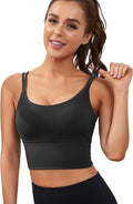 Everrysea Sports Bras for Women High Support Longline Workout Tank Tops Built in Bra Strappy Yoga Padded Crop Top