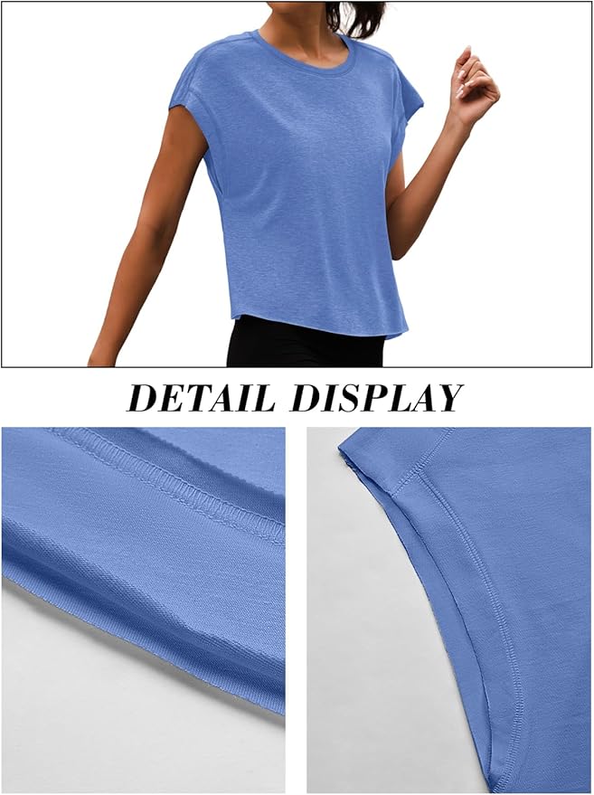 Women Open Back Workout Shirts Short Sleeve Tops Casual Yoga Y2k Athletic Gym Running Crop Tees
