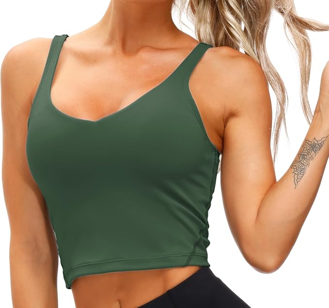 THE GYM PEOPLE Womens' Sports Bra Longline Wirefree Padded with Medium Support