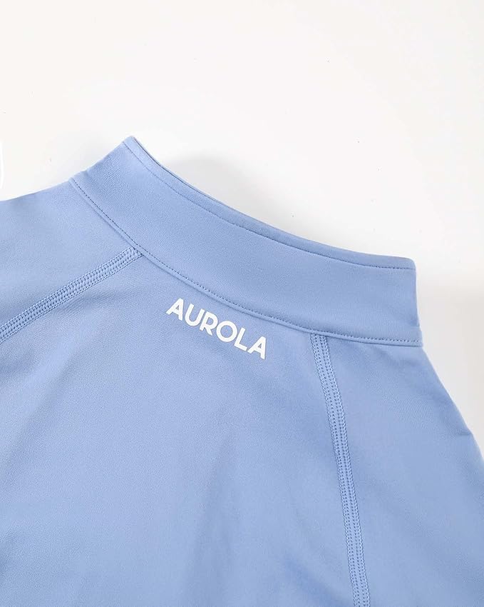 AUROLA Influence Workout Jacket for Women, Half Zip Cropped Slim Fit Long Sleeve Yoga Jackets Athletic Top with Thumb Holes