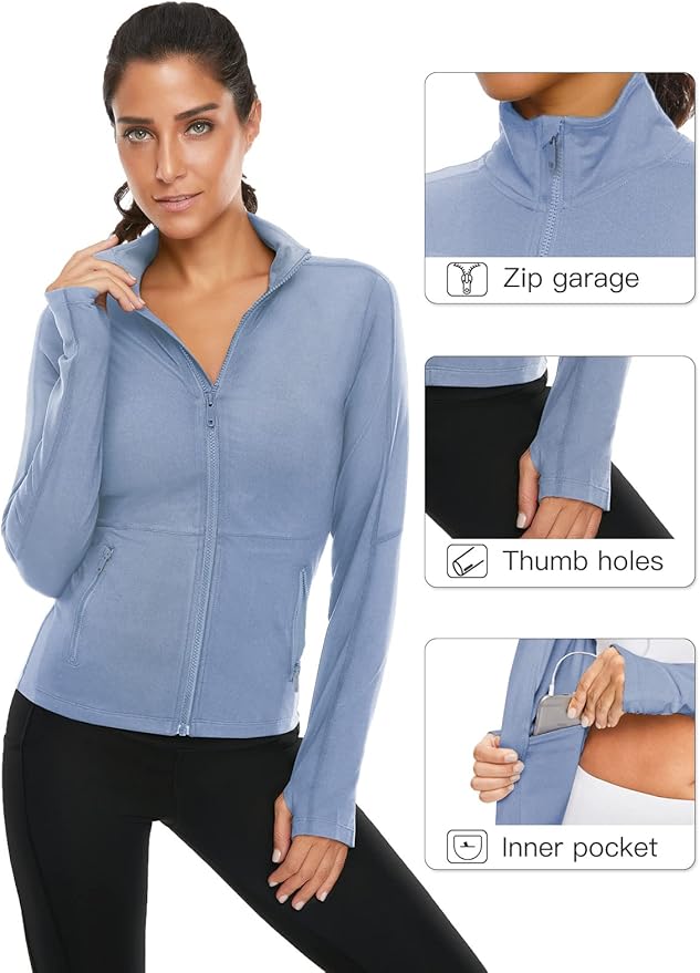 VUTRU Women's Workout Yoga Jacket Full Zip Running Athletic Track Jacket