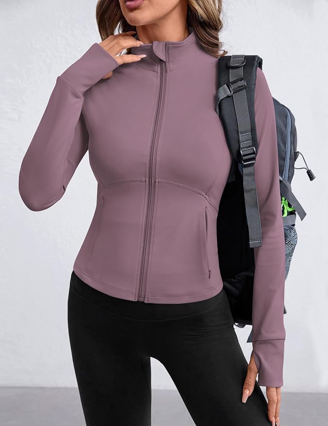 Avoogue Women Lightweight Active Jacket Full Zip Workout Running Yoga Athletic Outerwear with Pockets