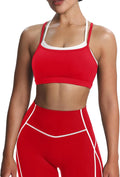 Aoxjox Women's Workout Sports Bras Takes Two Bra High Impact Training Fitness Running Yoga Crop Tank