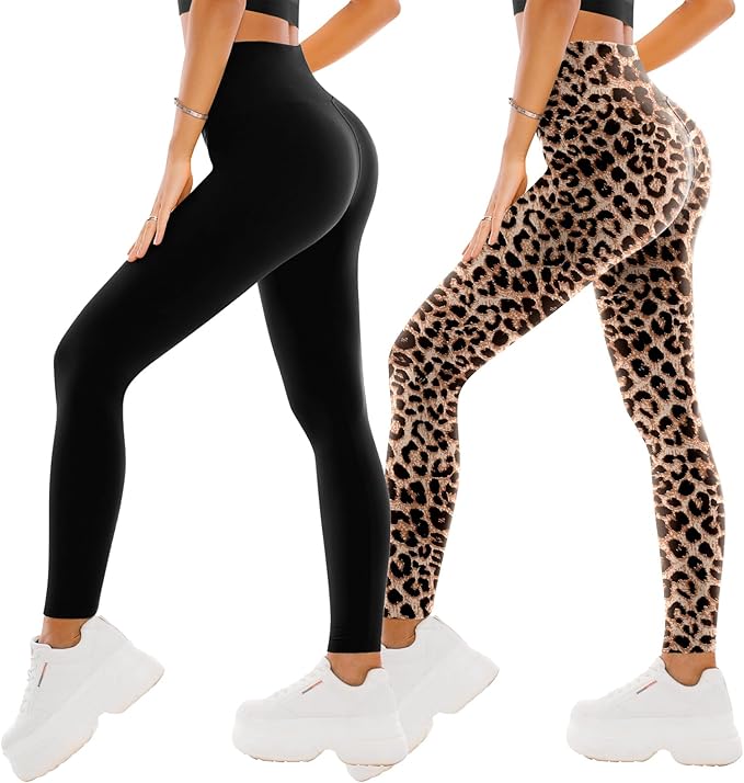 SINOPHANT High Waisted Leggings for Women - 2 Packs Buttery Soft Yoga Pants for Workout Athletic