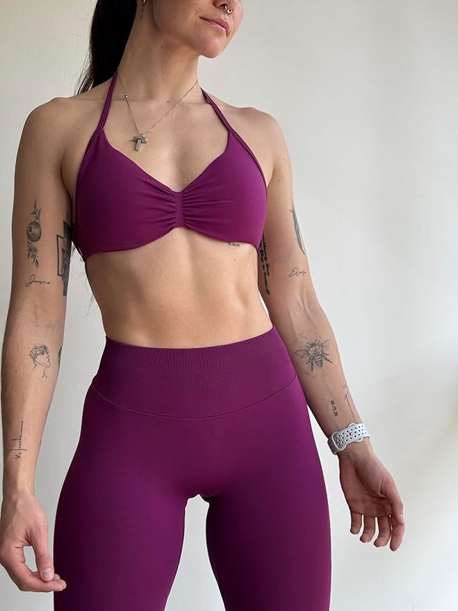 AUROLA Influence Strappy Bra Sports Bras for Women, Backless Padded Impact Strappy Bra Workout Gym Yoga with Removable Cups
