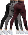 CHRLEISURE Workout Leggings Sets for Women, Gym Scrunch Butt Butt Lifting Seamless Leggings 3 Piece