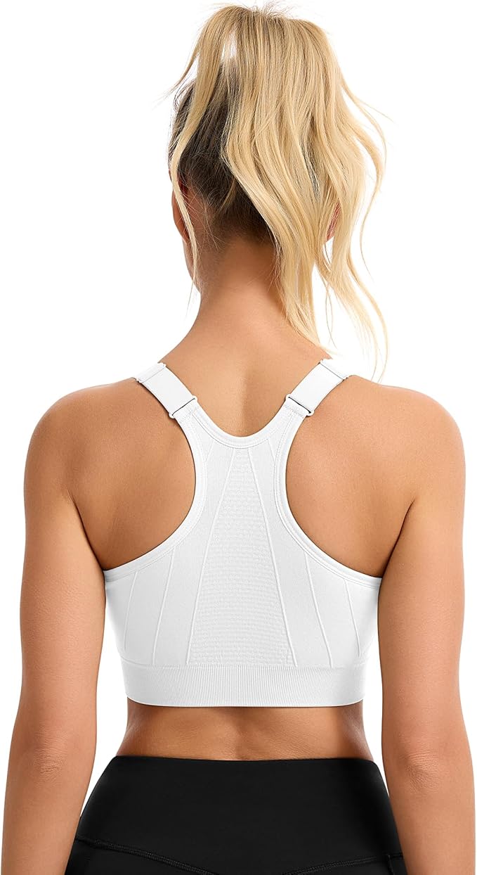 Women's Zip Front Sports Bra Wireless Post-Surgery Bra Active Yoga Sports Bras