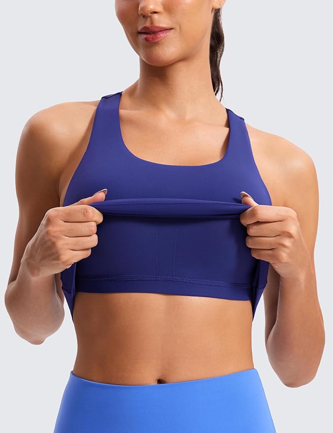 CRZ YOGA Butterluxe Workout Racerback Tank Tops for Women - Padded Athletic Spandex Yoga Shirts with Built in Bra