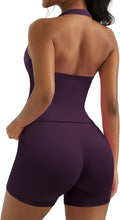OMKAGI 2 Piece Workout Sets for Women Halter Sports Bra Tank Gym Biker Shorts Outfits