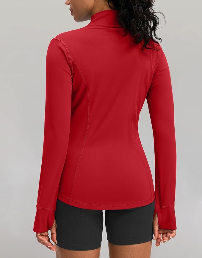 Women's Workout Jackets with 4 Pockets Zip Up Slim Fit Soft Fall Jacket for Yoga Running Athletic