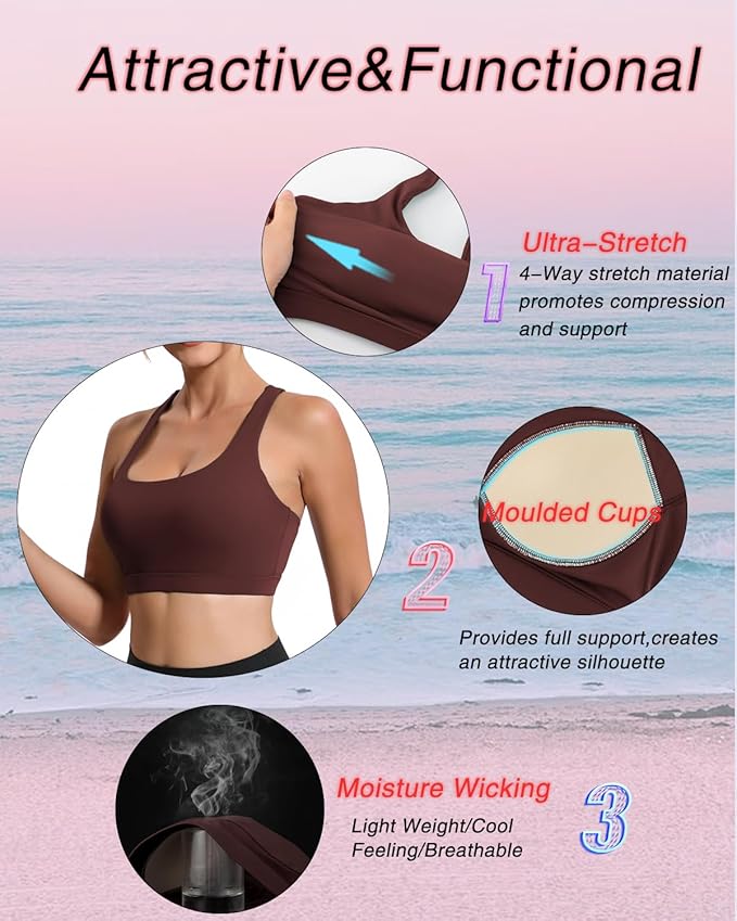 RUNNING GIRL Sports Bras for Women, Molded Cup High Impact Sports Bra Workout Bras for Women High Support Racerback