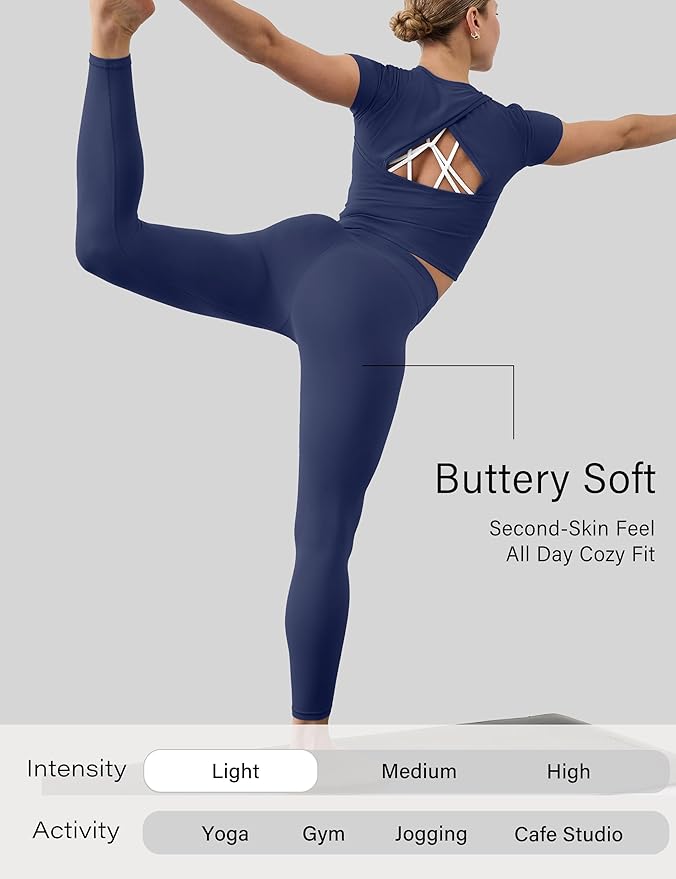 Unthewe Naked-Feel No Front Seam Leggings for Women - High Waisted Buttery Soft Workout Yoga Pants 25"