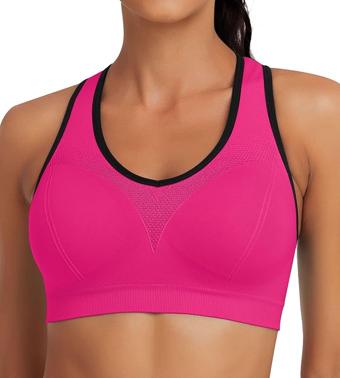 Racerback Sports Bras for Women with Pads - High Impact Athletic Tank Tops for Yoga and Workout Brassieres Bra