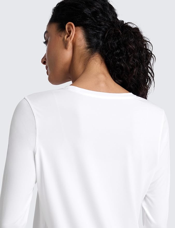 CRZ YOGA Lightweight Workout Long Sleeve Shirts for Women - Gym Running Fall Athletic Training T-Shirts High Neck Tops